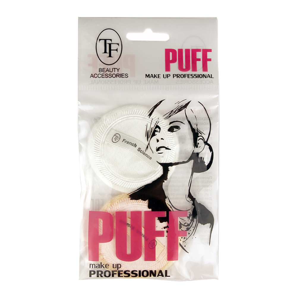 картинка Спонж для макияжа Triumf CTT17 пуховка для пудры, хлопок, круглый, 2 шт 