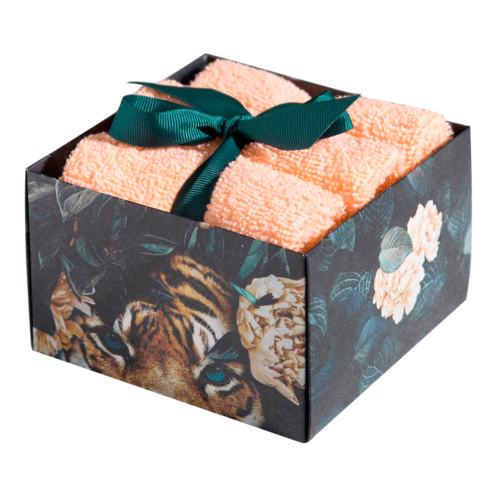 Набор махровых полотенец Этель 7328939 Новый год: Tiger, 30*30 см, бежевый, 3 шт