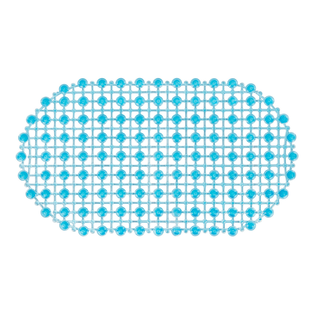 картинка Коврик для ванной противоскользящий 700388 Молекулы, овальный, 68*39 см, ПВХ, голубой 