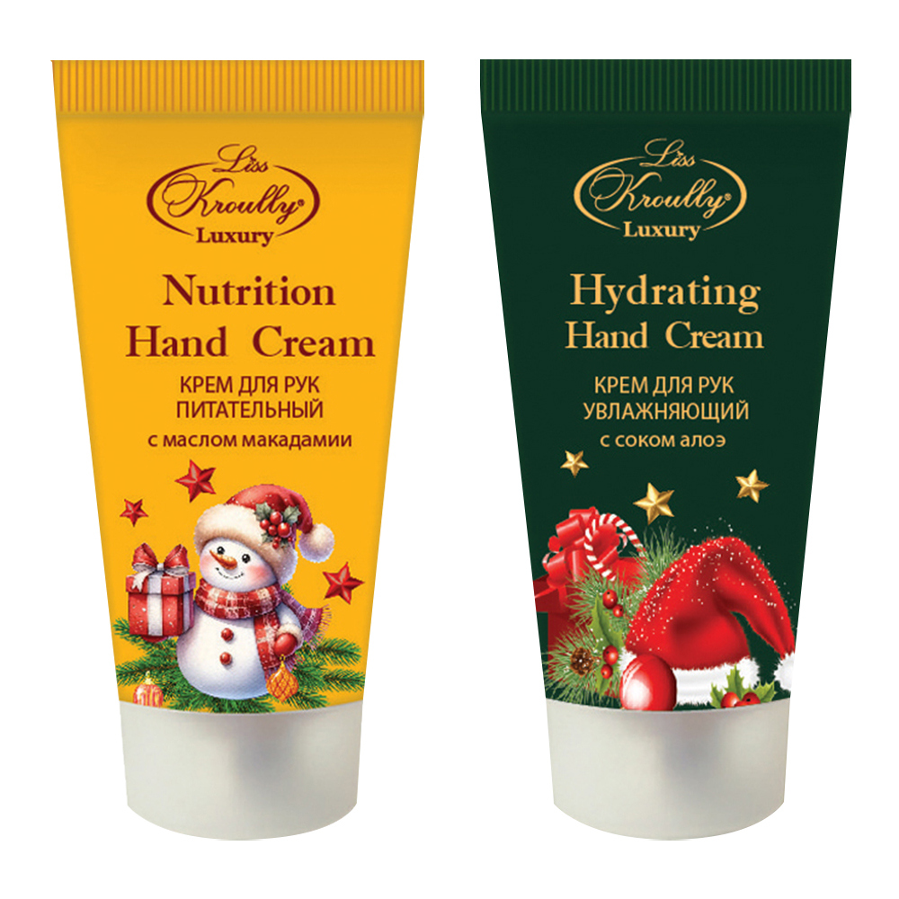 картинка Набор подарочный Liss Kroully NG-250 (крем для рук питательный с маслом макадами 50мл + крем для рук увлажняющий с соком алоэ 50мл), женский 