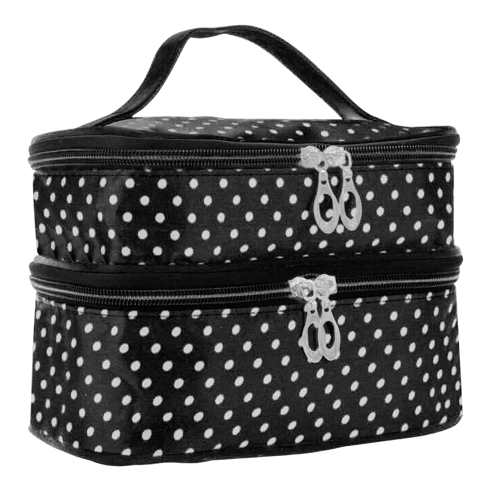 картинка Косметичка сундучок 2 яруса 20*11.5*13.5 см, атласная ткань, цвет в ассортименте 