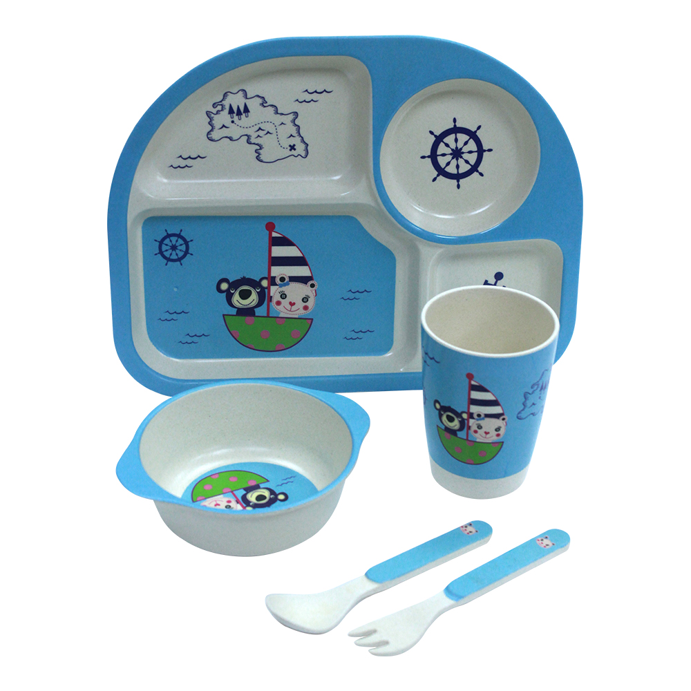 Набор детский для мальчиков PDB-10 посуда Морской 5 шт, бамбуковое волокно, в ассортименте