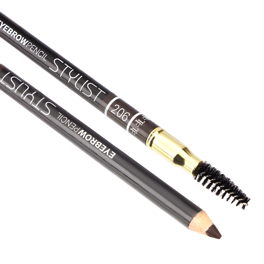 картинка Карандаш для бровей Triumf Eyebrow Pencil Stylist с щеточкой, мягкий черный, тон 206 