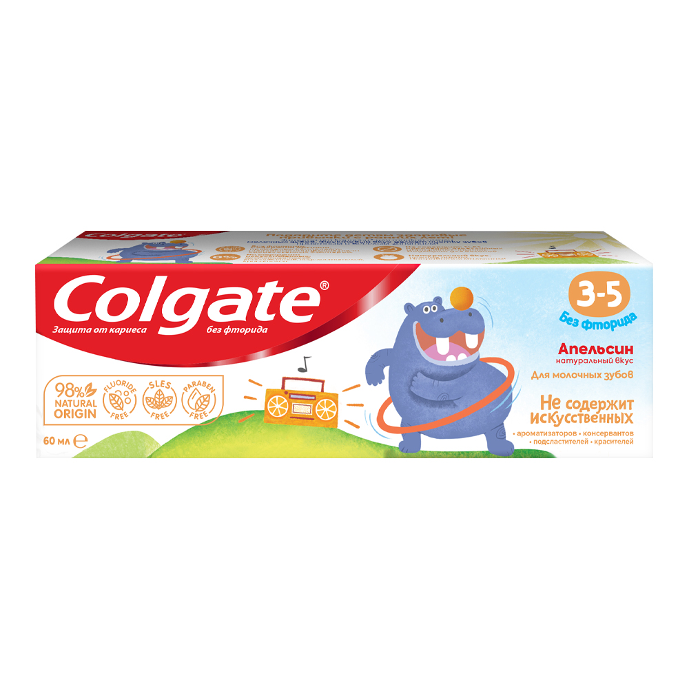 картинка Зубная паста Colgate Апельсин без фторида 3-5лет, 60 мл 