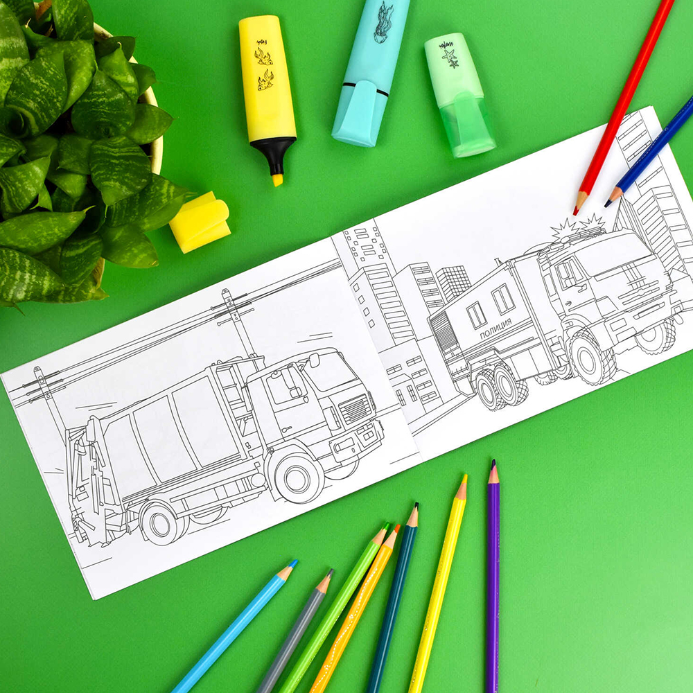картинка Раскраска 64231 Спецтехника, А5, 210*145 мм, 8 листов 