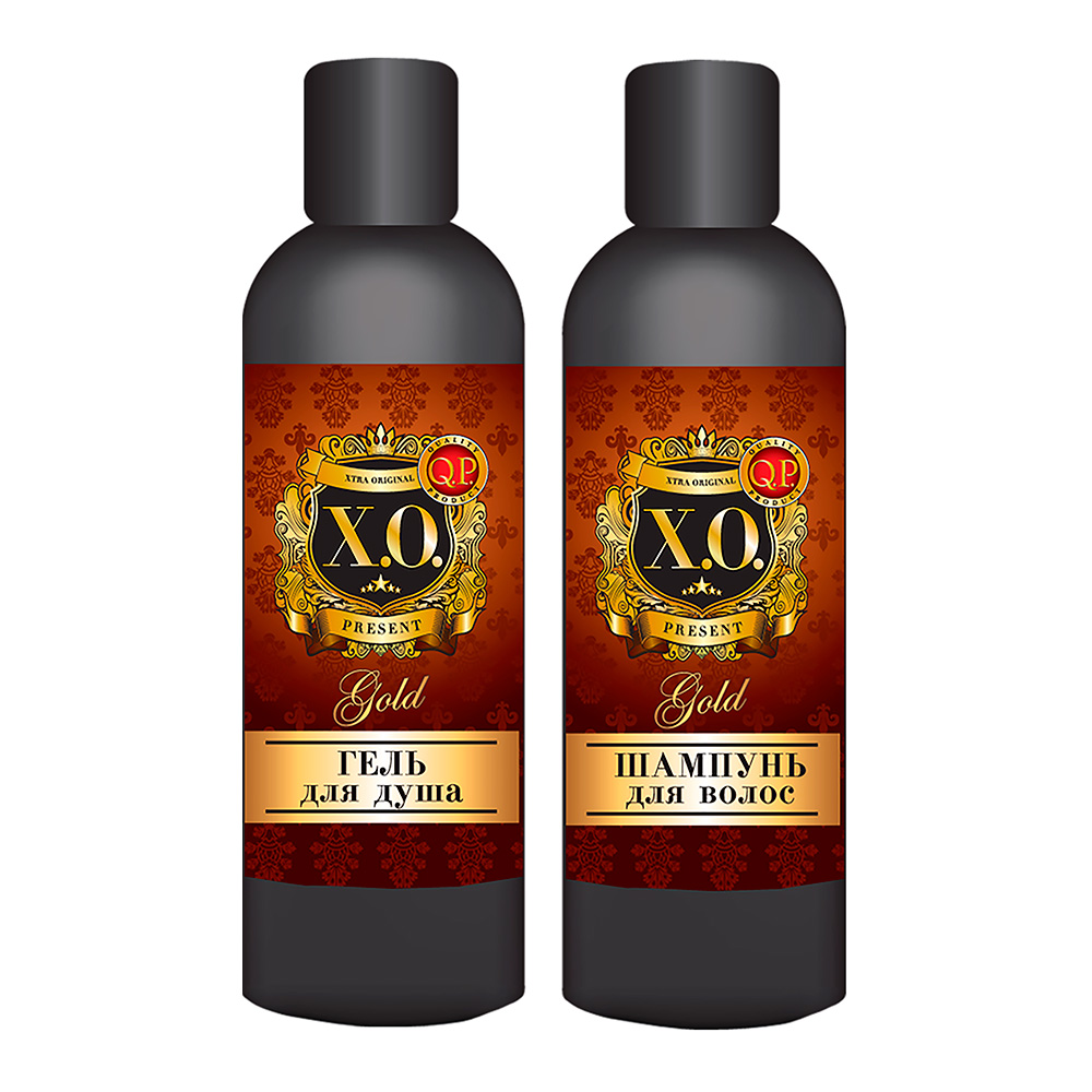 картинка Набор подарочный Q.P. X.O №1006 Gold (гель для душа 250 мл + шампунь 250 мл), мужской 