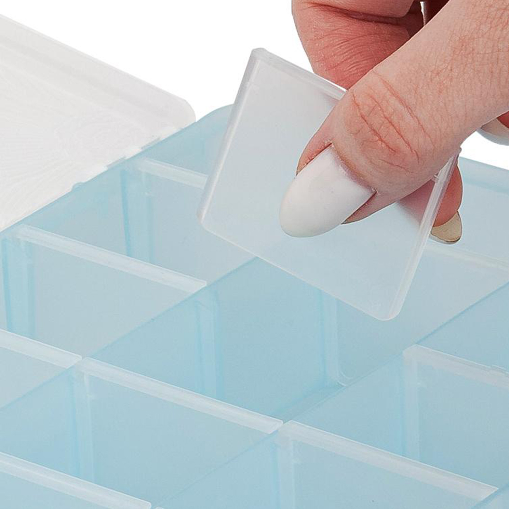 Органайзер Fiori OrchidBQ4017ГЛПЕР для хранения мелочей с разделителями XL 35,5*21*4,2 см, пластик, голубой перламутр