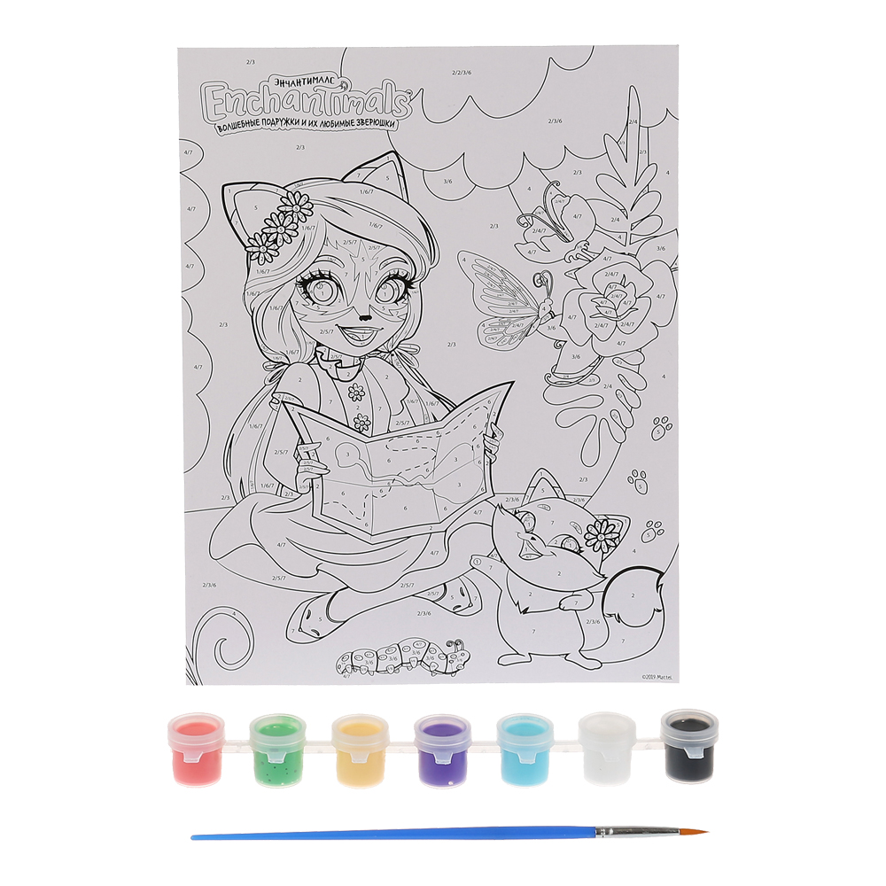 картинка Набор для творчества 209-EN1 Энчантималс MultiArt роспись холста по номерам, 17*23 см 