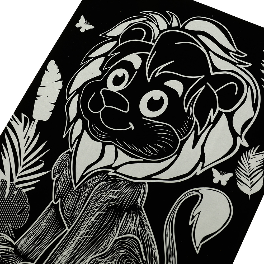 картинка Гравюра MultiArt SCRATCH-CLR-MADEC золотая, Львёнок, 18*24 см, 1 шт 