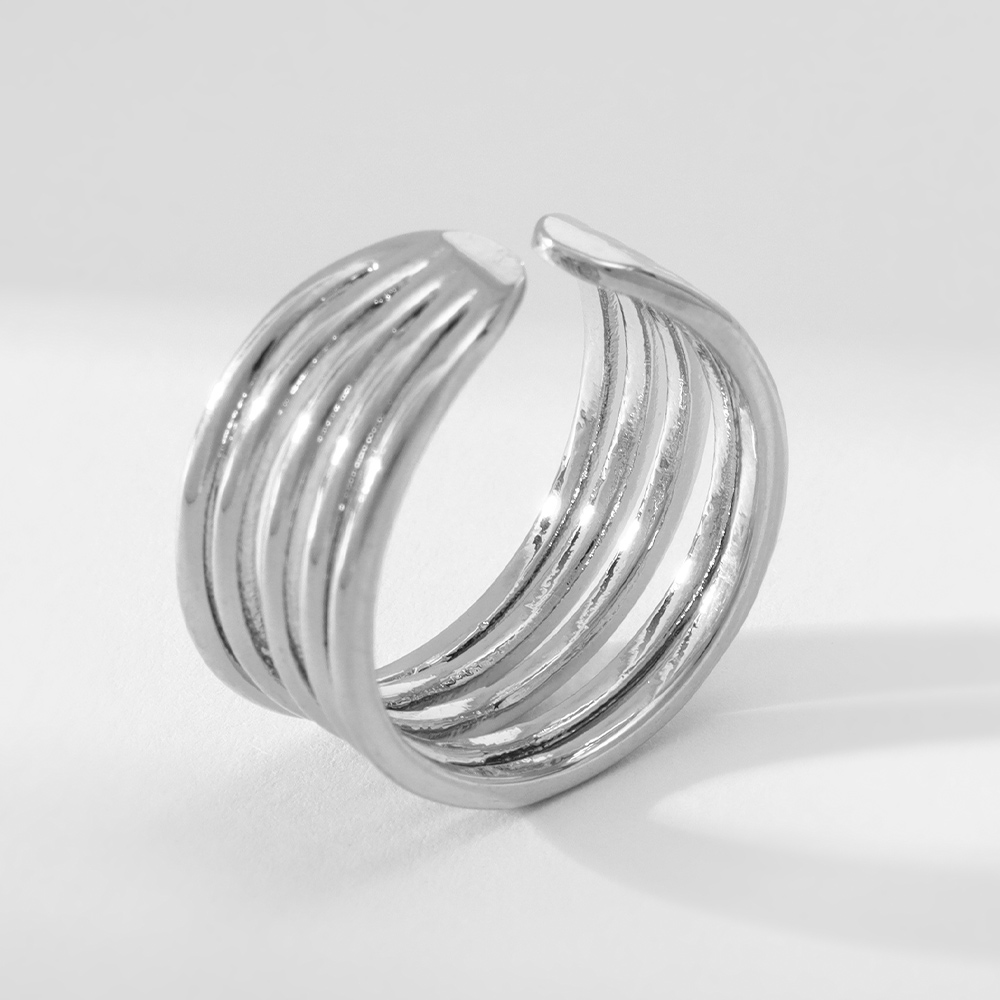 Бижутерия Queen Fair 10472106 Кольцо металл Тренд три полосы, безразмерное, медь, серебро