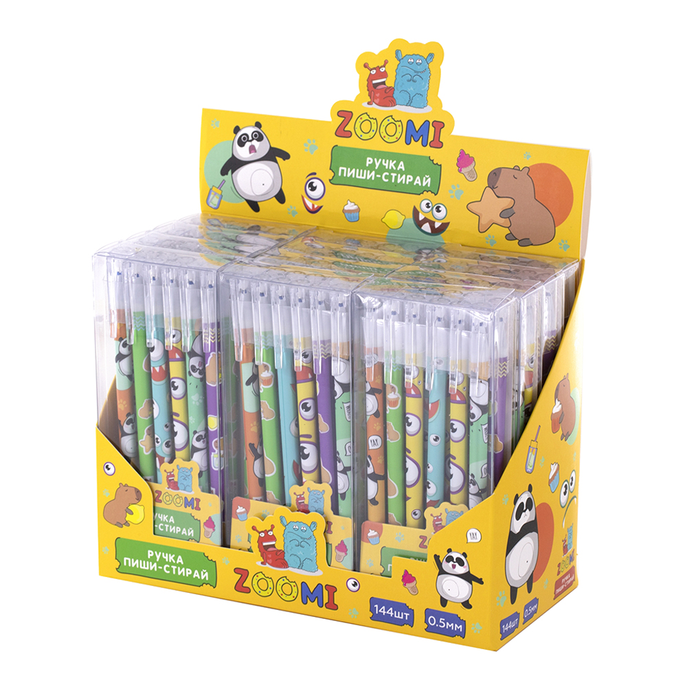 Ручка Zoomi ZM504 гелевая пиши-стирай, Капибары, 0,5 мм, синяя