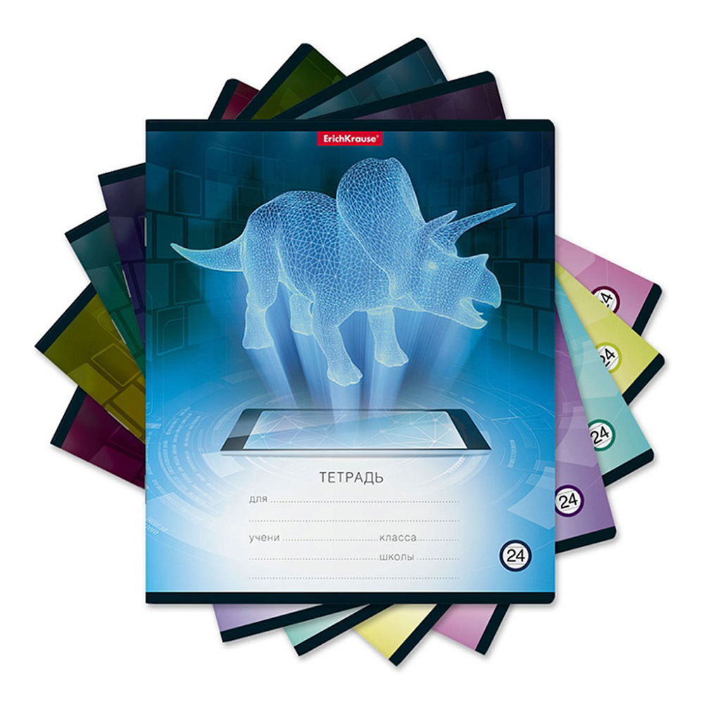 Тетрадь Erich Krause 4864582 линия, Digital Dino, 5 дизайнов, 24 листа