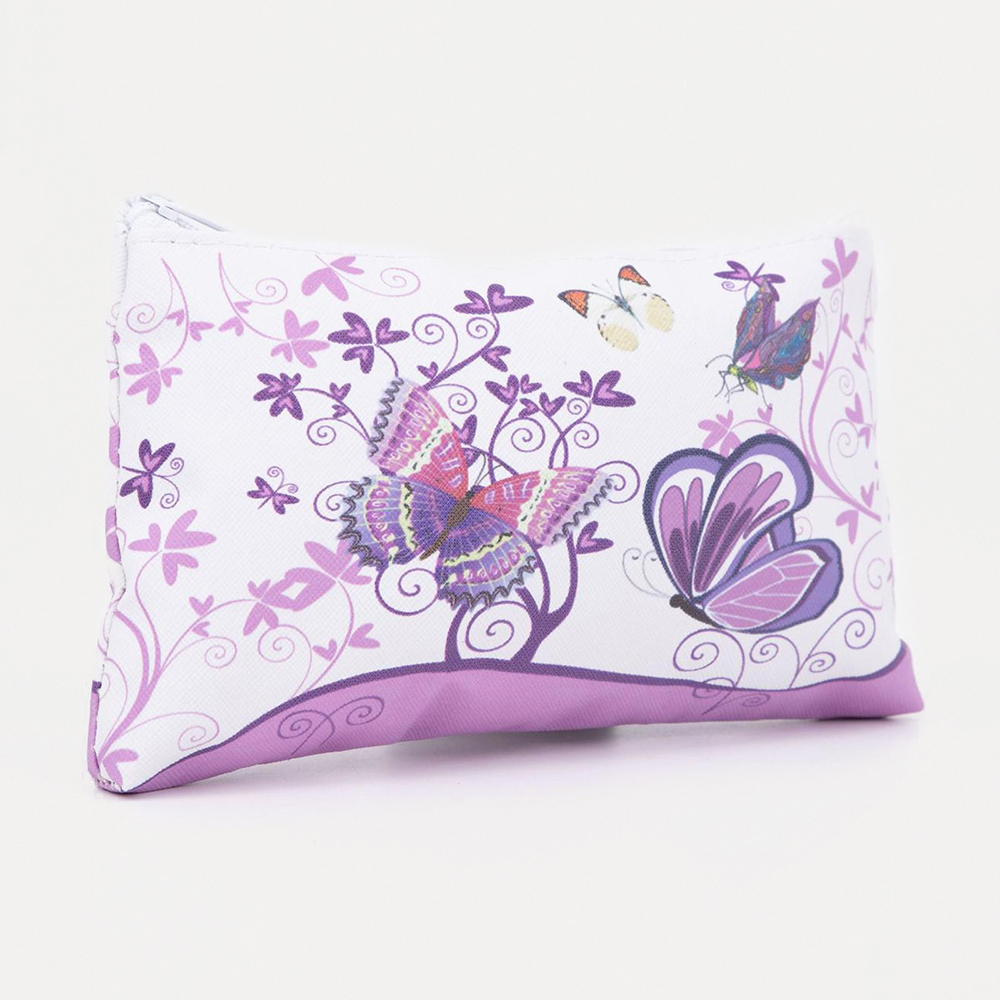 картинка Косметичка 5570204 на молнии 18*1,5*10 см, искусственная кожа, фиолетовый, белый 