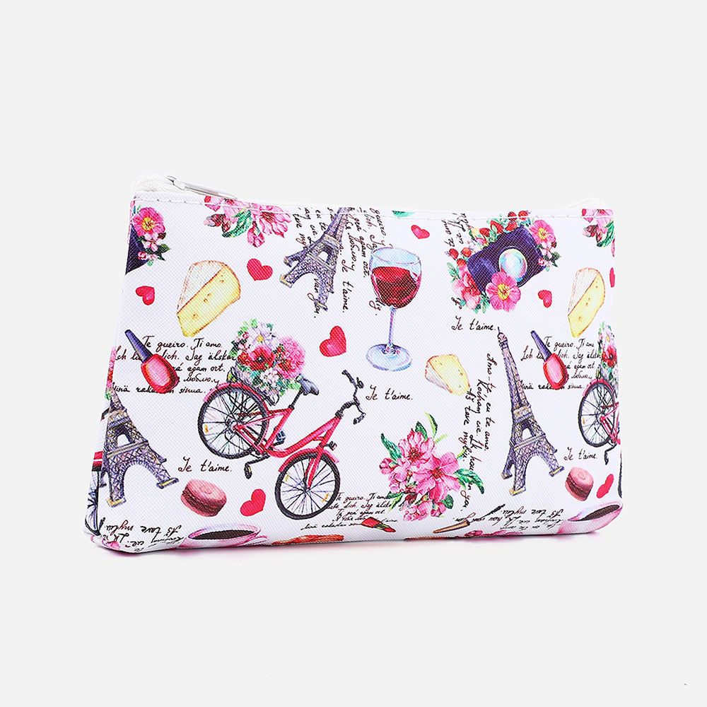 картинка Косметичка 9668155 на молнии 19*2*11 см, искусственная кожа, белый с рисунком 