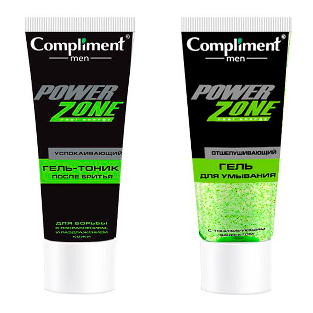 картинка Набор подарочный Compliment №1690 Men Power Zone Real Energy (гель для умывания + гель-тоник после бритья), мужской 