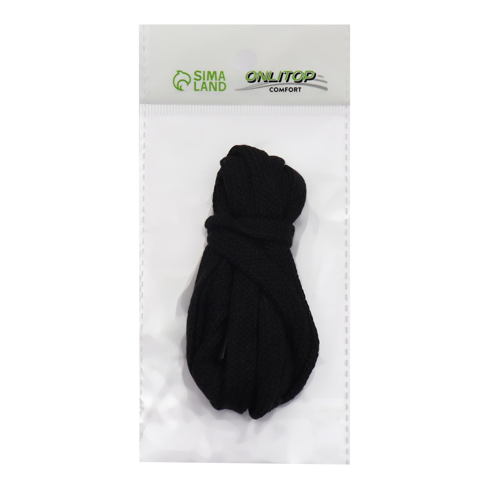 картинка Шнурки для обуви плоские 10мм, черные, 120см 