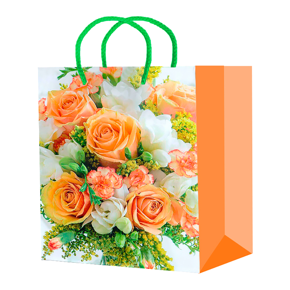 Пакет подарочный М-206/207/208/209/210 бумажный, Букеты 18*22*10 см, в ассортименте