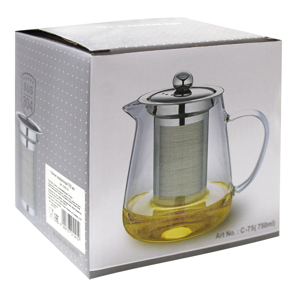 Чайник заварочный CHS-16 с ситечком, стекло, 750 мл