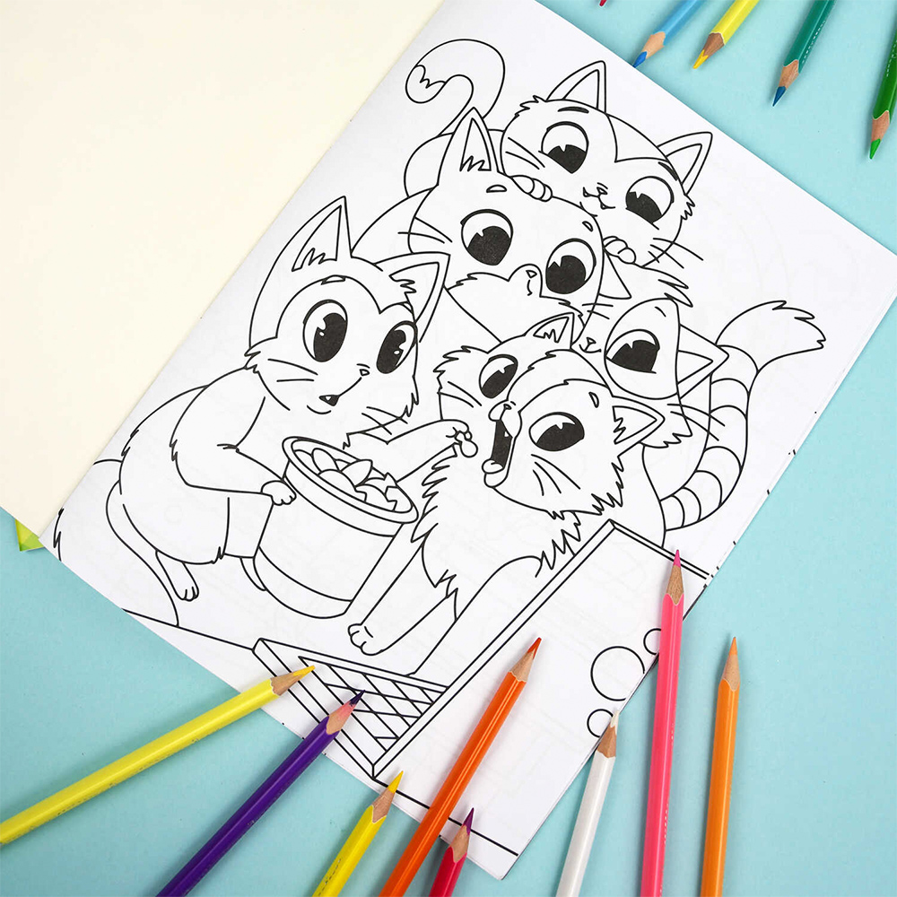 картинка Раскраска 69685 Феникс Котики, А4, 200*260 мм, 8 страниц 