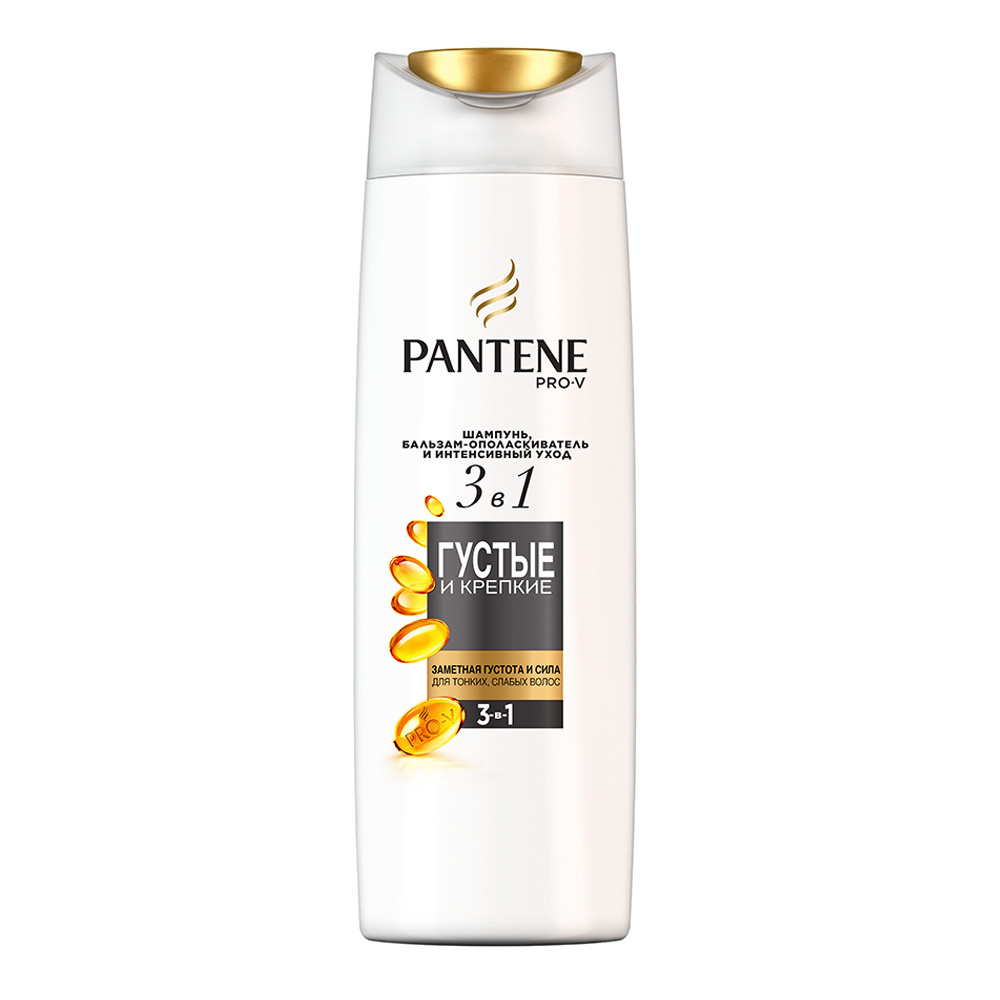 картинка Шампунь Pantene Pro-V 3 в 1 густые и крепкие, женский, 360 мл 