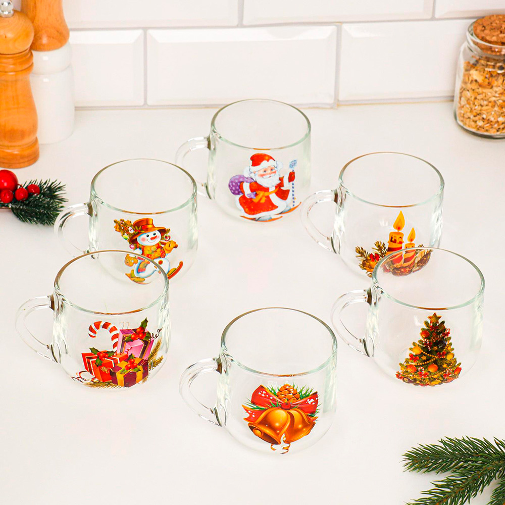 Кружка 7402993 с символом Нового Года Happy New Year, стекло, 300 мл
