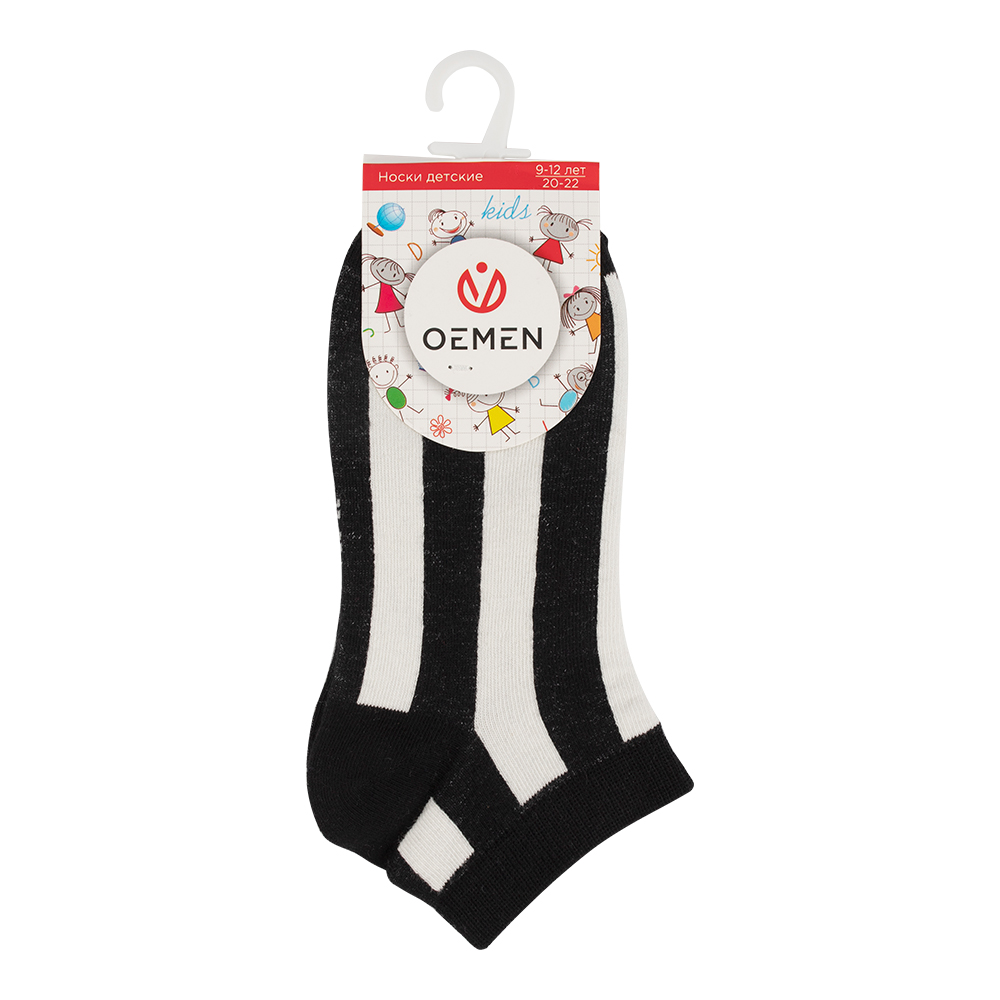 Носки детские Oemen KS013 с полоской, размер 22-24, черно-белый