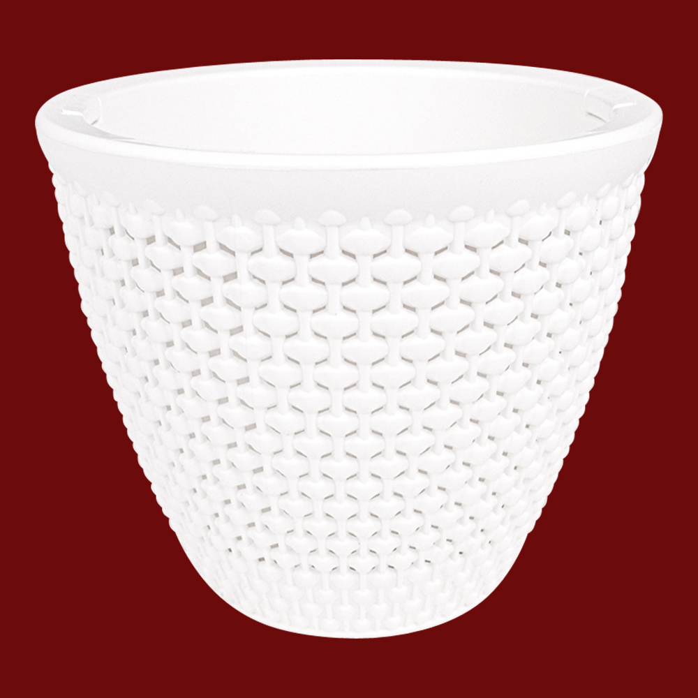картинка Кашпо КШ-6474 Ротанг, пластик, белое, 1,6 л 