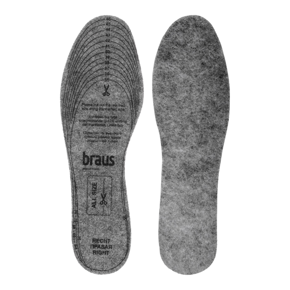 картинка Стельки для обуви Braus 4504548 Filc Comfort Kids,осенне-зимние детские, размер 19-35, серые 