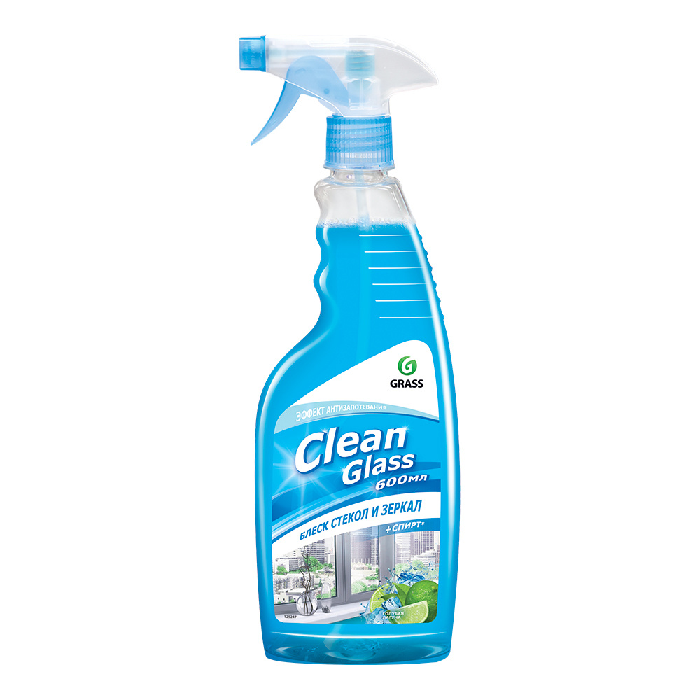 картинка Чистящее средство Grass Clean Glass, для стекол Голубая лагуна, курок, 600 мл 