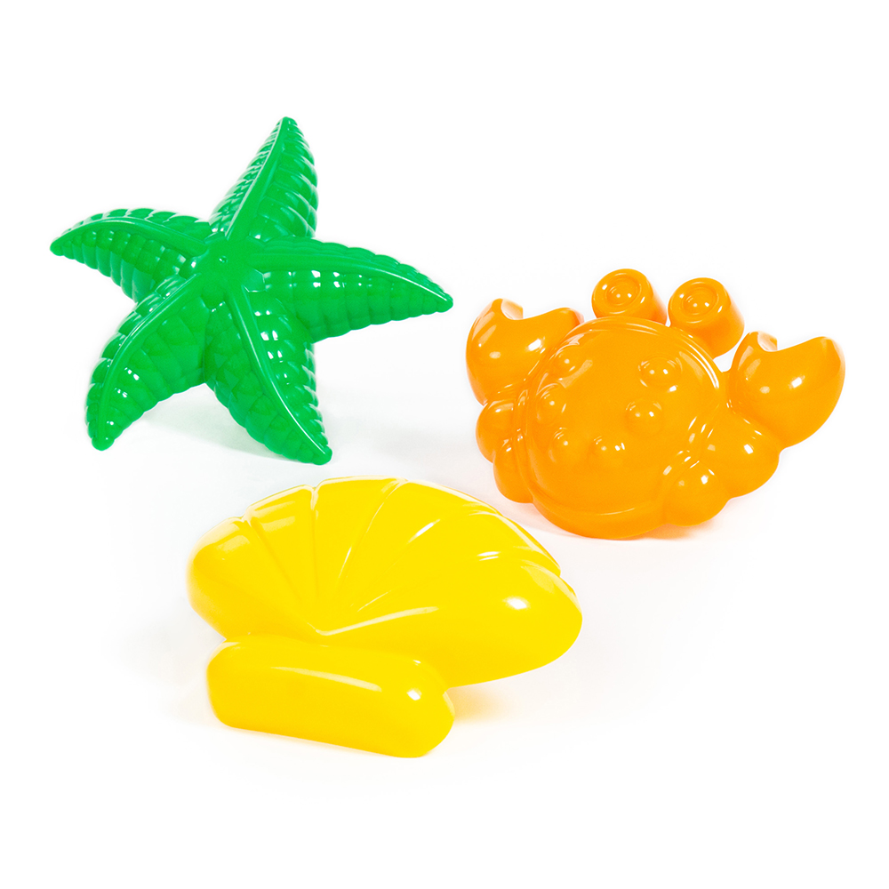 картинка Игровой набор 36544 Полесье 3 формочки для песка, (краб + звезда + ракушка), пластик, в ассортименте 