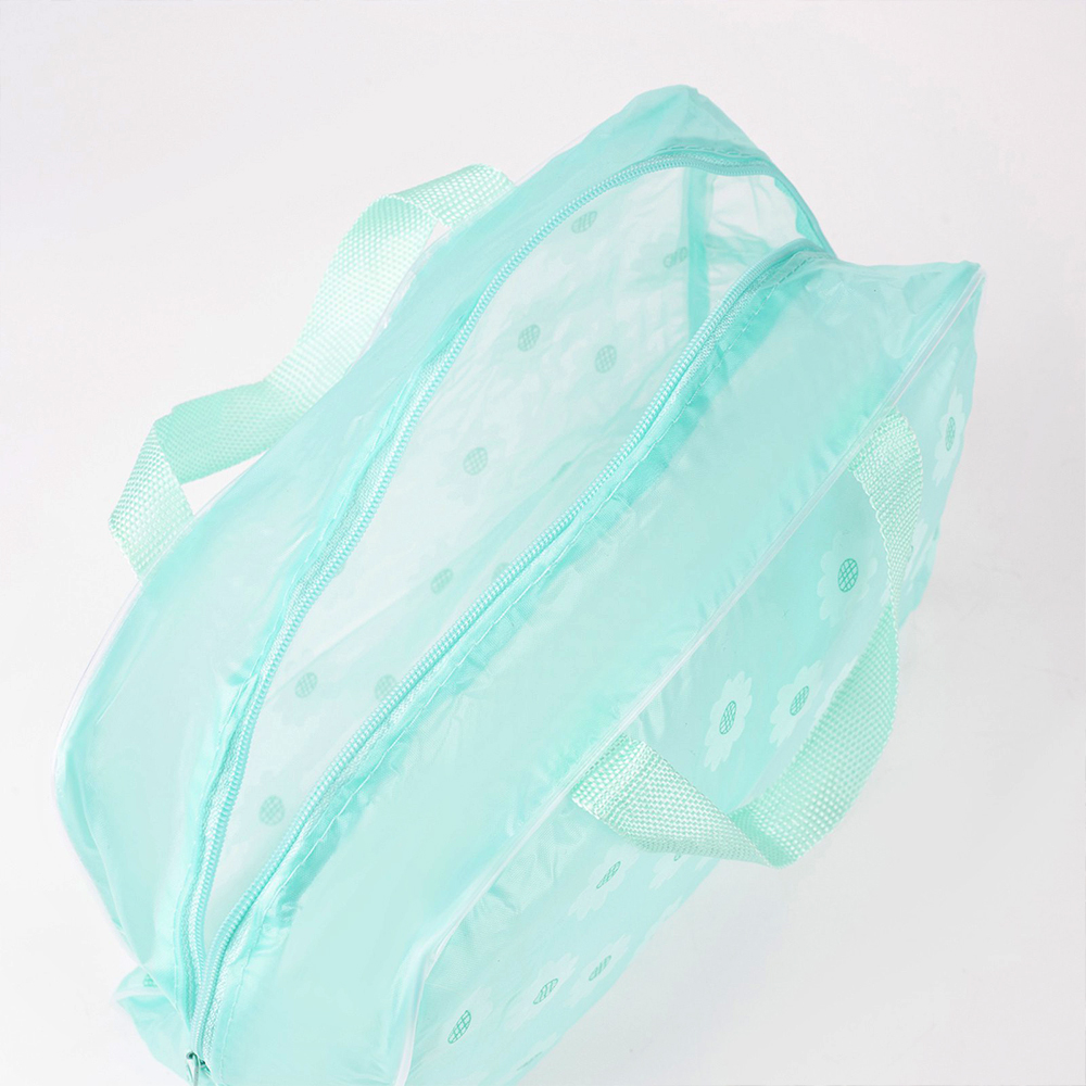 картинка Косметичка 675950 непромокаемая прозрачная для бани, ПВХ, зеленый 