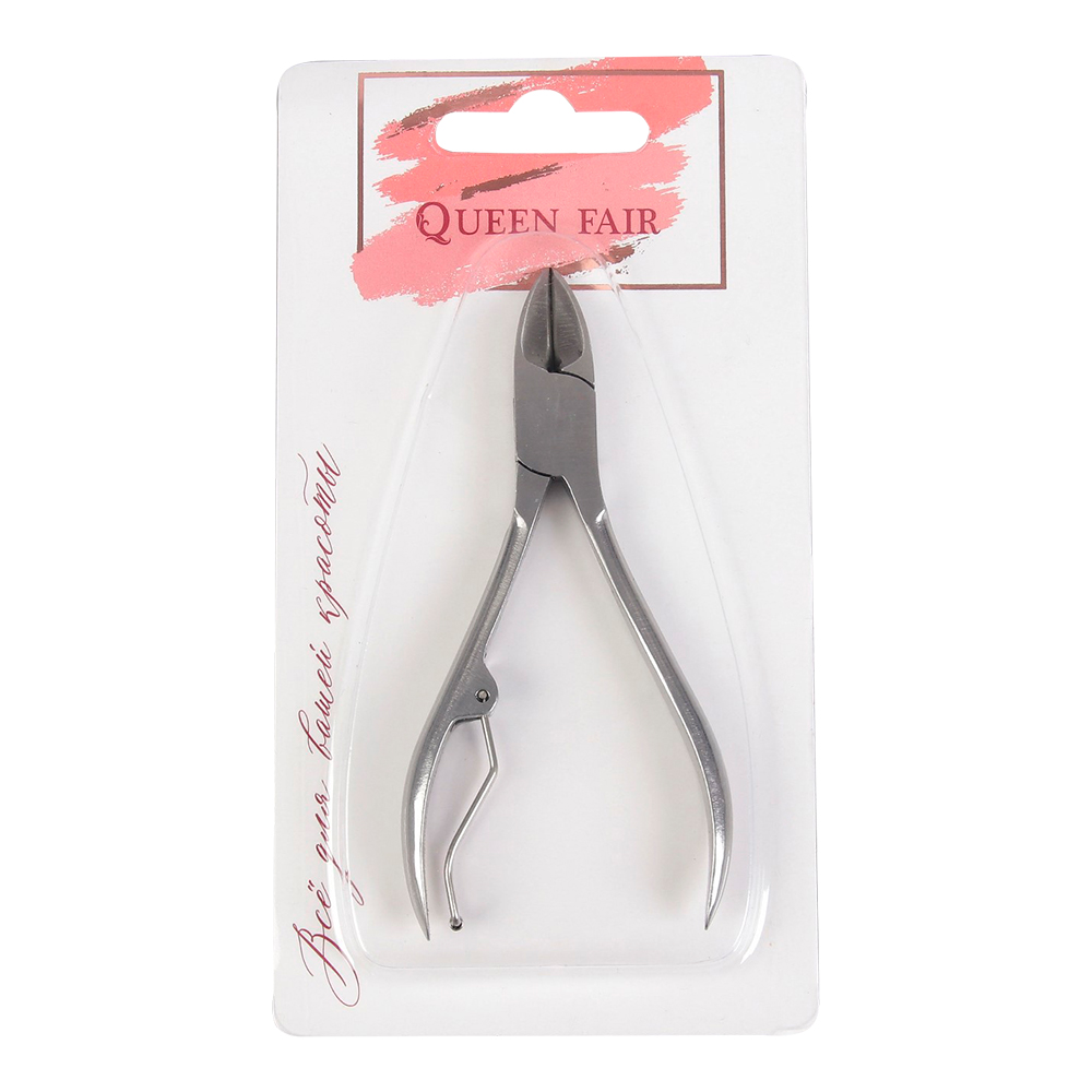 картинка Кусачки маникюрные Queen Fair 427249 одинарная пружина, лезвие 16мм, 105 мм, цвет серебро 