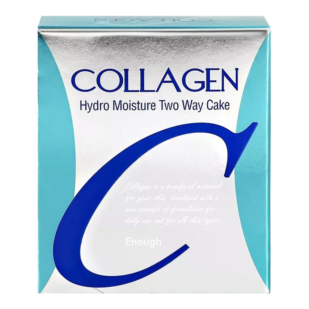 картинка Пудра компактная Enough Collagen Hydro Moisture Two Way Cake Увлажняющая коллагеновая со сменным блоком, тон 21, 13 г 