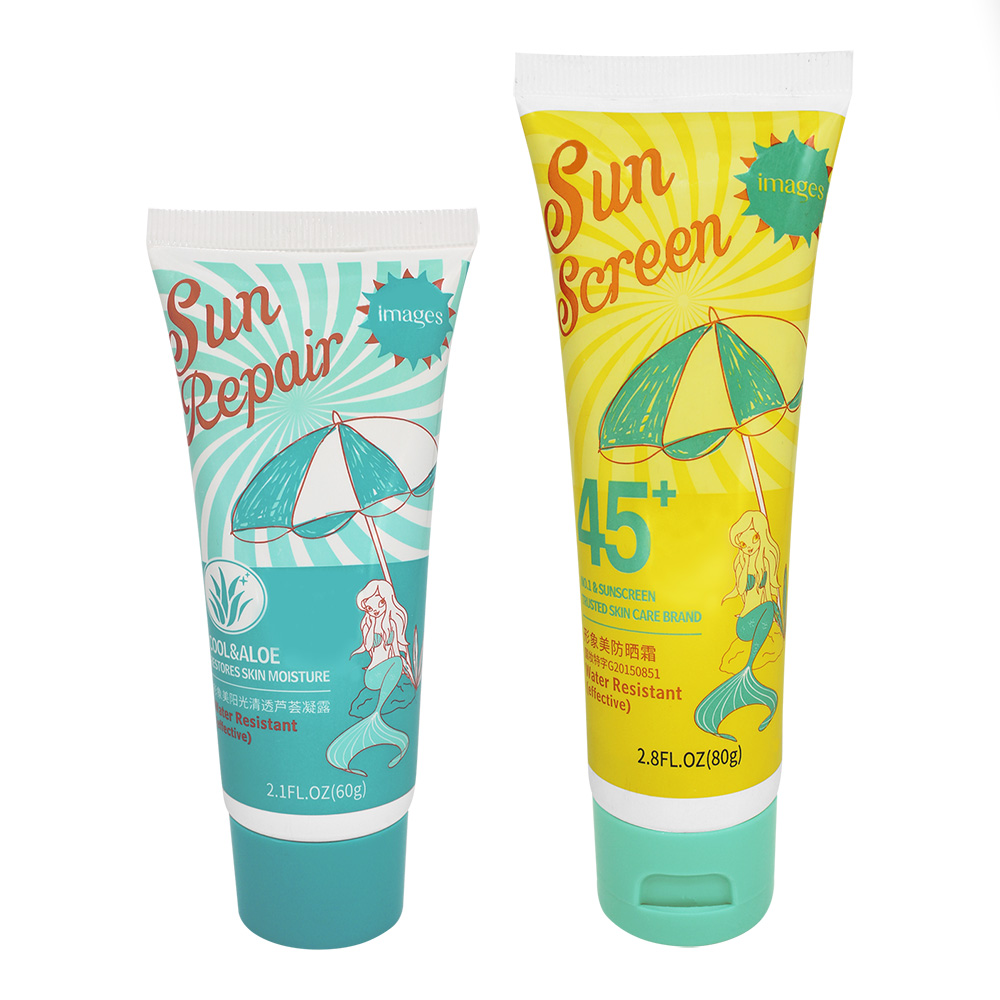 картинка Набор Sun Screen Солнцезащитный для лица,нежный крем от солнца SPF 45+ 80 гр и успокаивающий гель алоэ вера 60 гр 