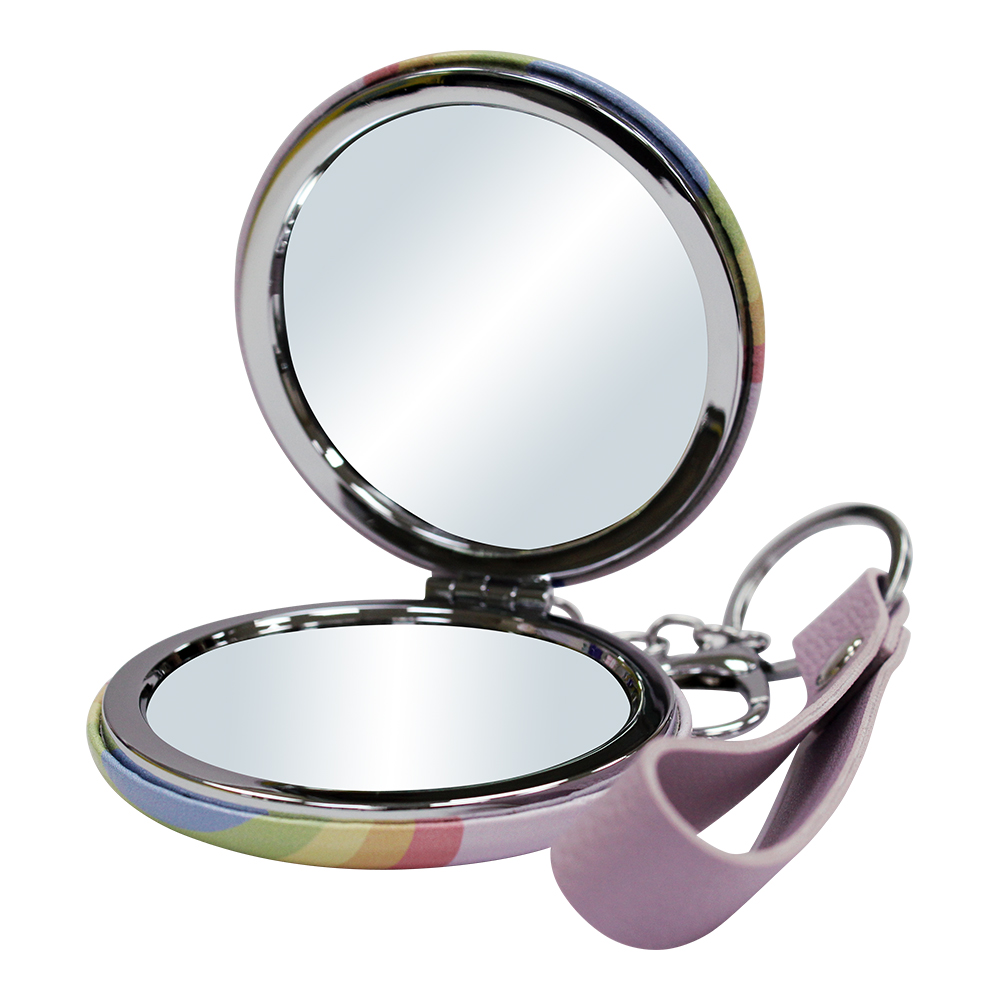 картинка Зеркало ZCDE-16 карманное, складное, с кожаным ремешком 7 см, металл, микс 