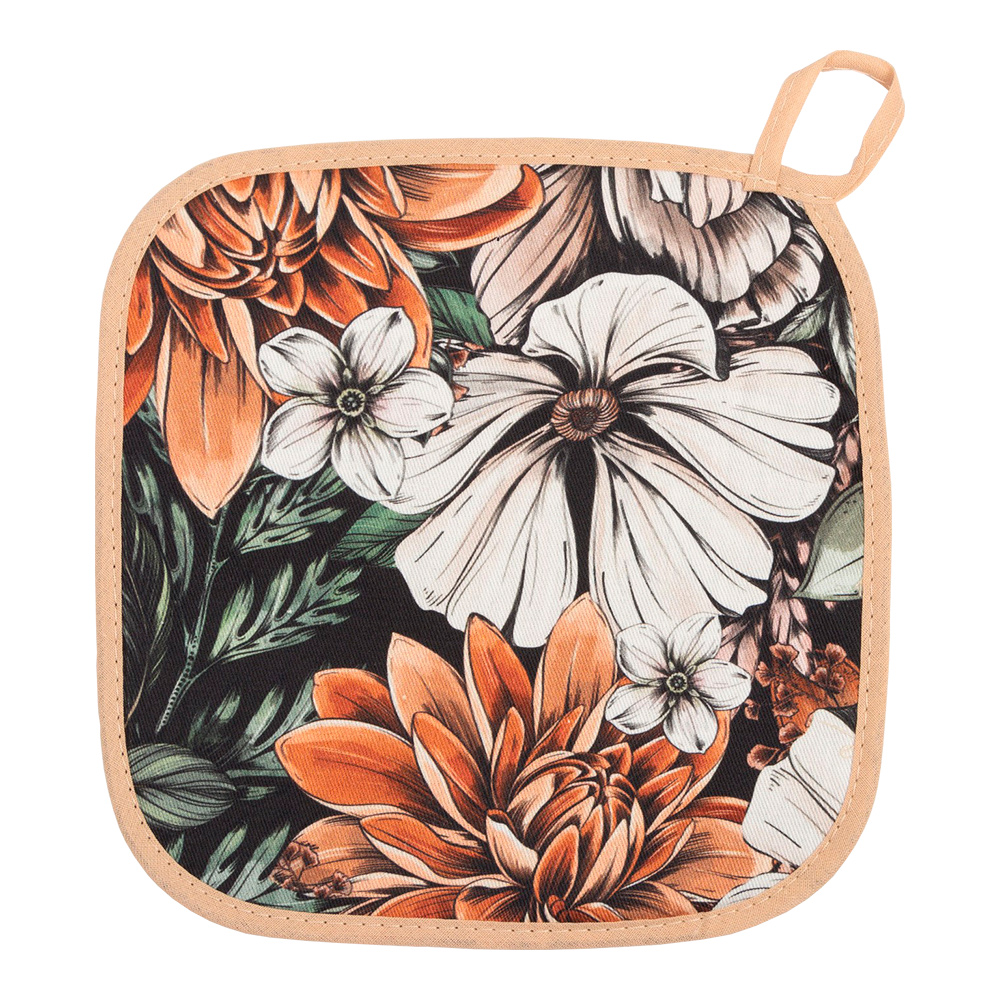 Прихватка Этель 7560471 Meadow flower 19*19 см, белый, зелёный, оранжевый, 1 шт