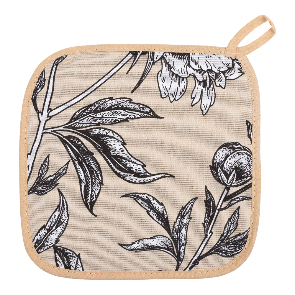 Прихватка Доляна 7587366 Blooming garden 19*19 см, бежевый, белый, 1 шт