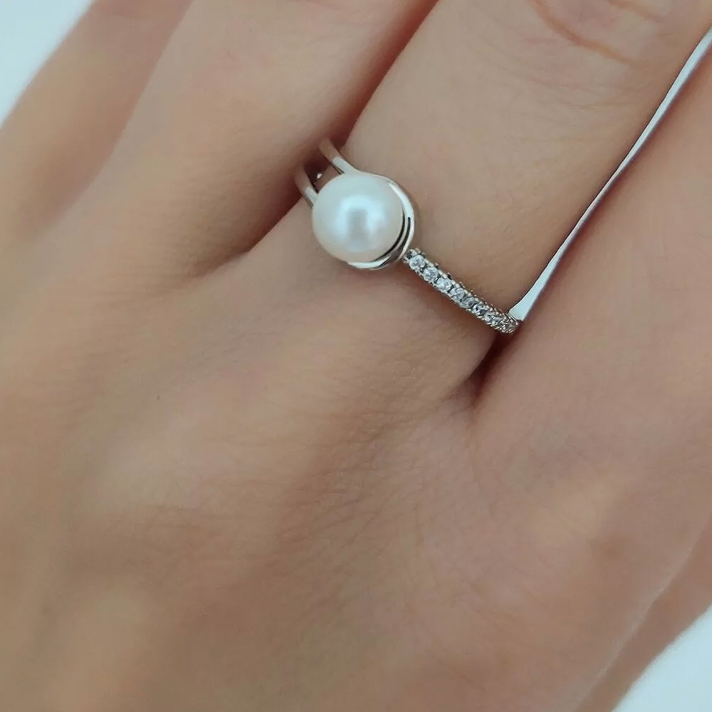 Бижутерия Кольцо, вставка: стразы,жемчуг, размер 16, ювелирный сплав