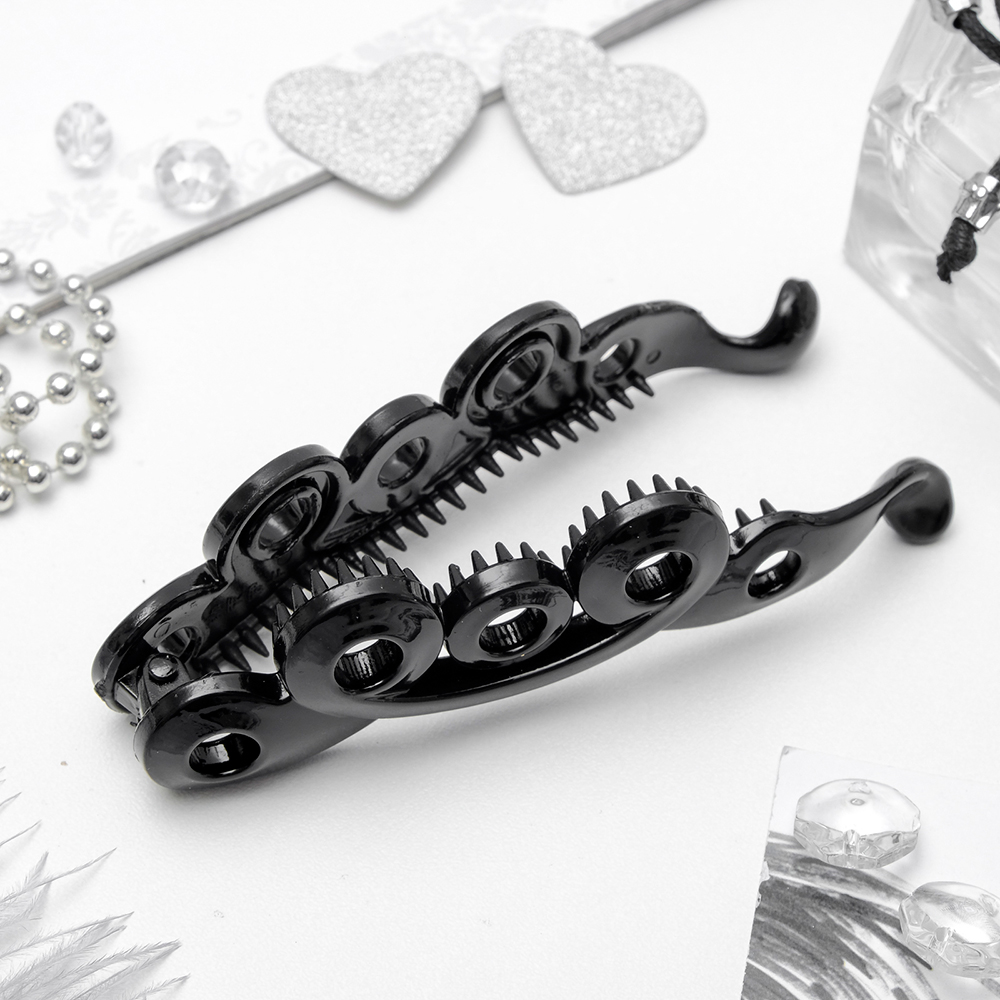 картинка Заколка-банан для волос 1490591 Классика завитки, 10,5 см, черный 