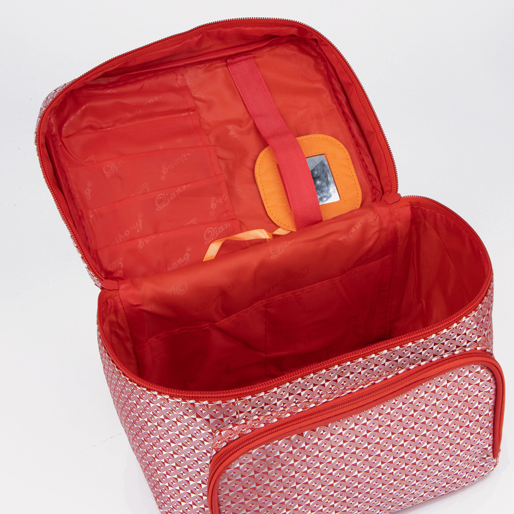 картинка Косметичка 3722170 на молнии, с ручками 25*15*16 см, полиэстер, красный 