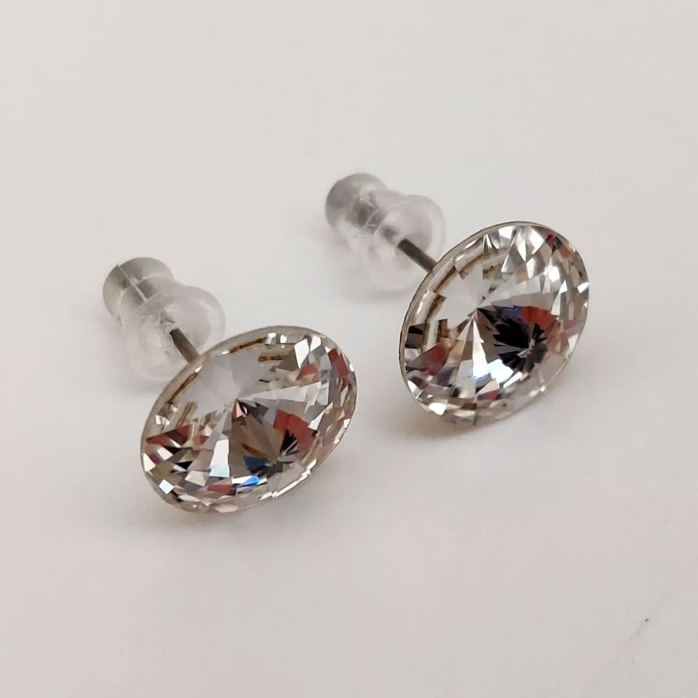 Бижутерия Серьги,кристаллы Swarovski, ювелирный сплав, 1 см