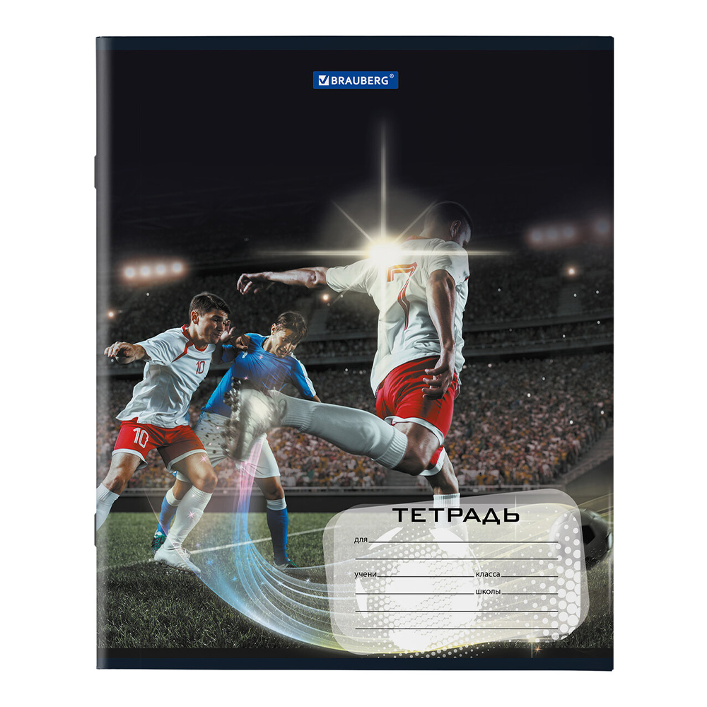 Тетрадь Brauberg 106467 12 листов, клетка, Футбол, 5 дизайнов