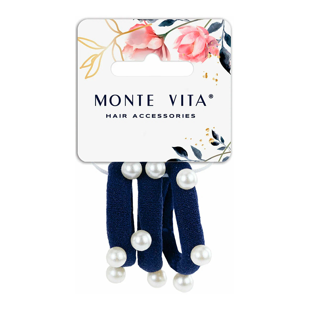 картинка Резинка для волос 457052 Monte Vita, мягкие, средние, с бусинами, 3 шт 