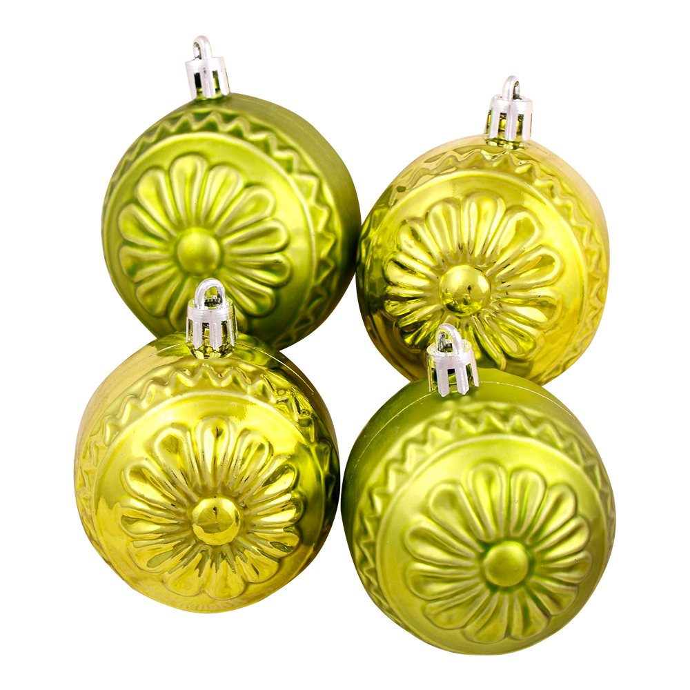 Набор новогодних шаров 4942021 Мидас-цветы 6 см, пластик, зеленый, 6 шт