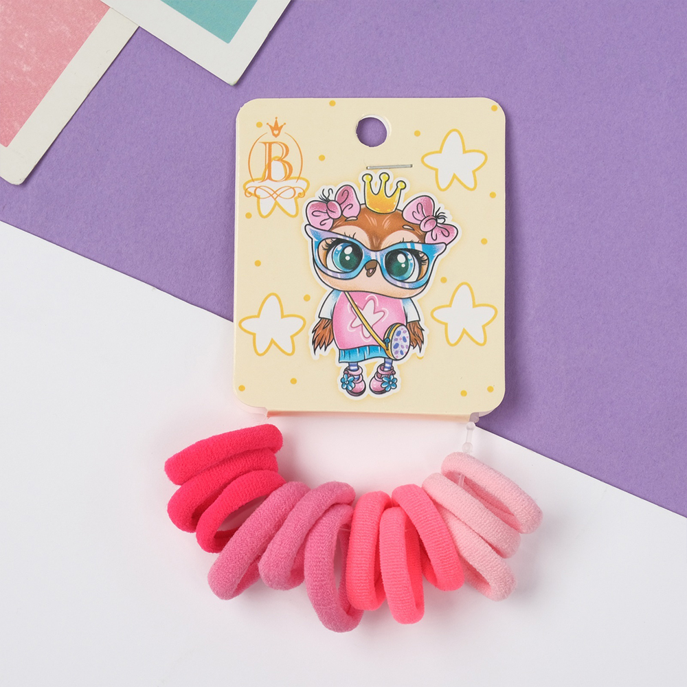 картинка Резинка для волос Выбражулька 10318276 Венди, шапочка с помпоном, 2,5 см, розовый, 12 шт 