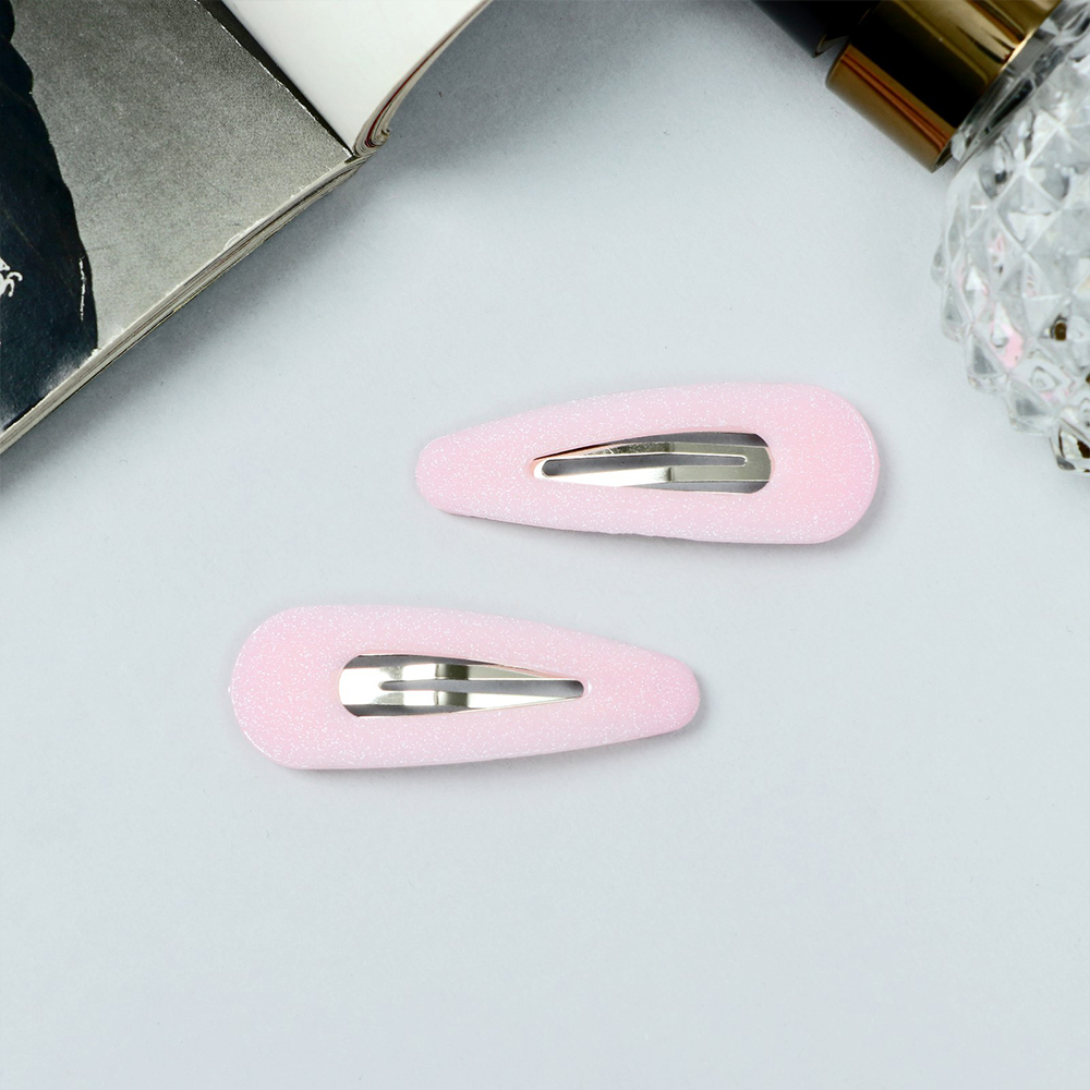 картинка Зажим для волос Queen fair 10105093 блеск классика, розовый, 2 шт 5 см 