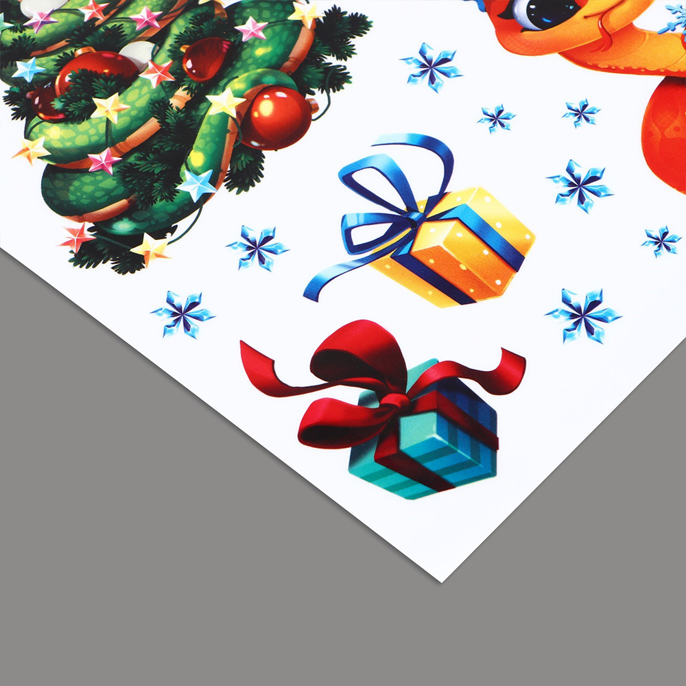 Наклейка на окно 10385099 Змея 2025, Новый год, многоразовые 20*34,5 см