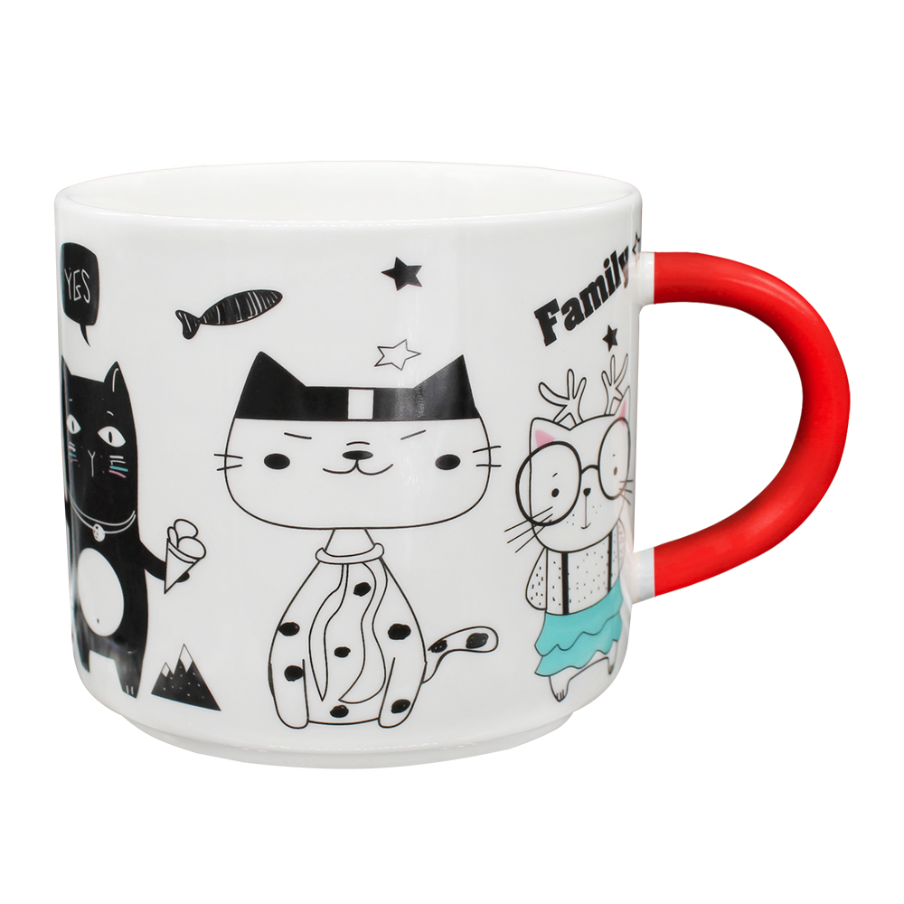 Кружка керамическая KKR-211-4 коты, в ассортименте, 430 мл