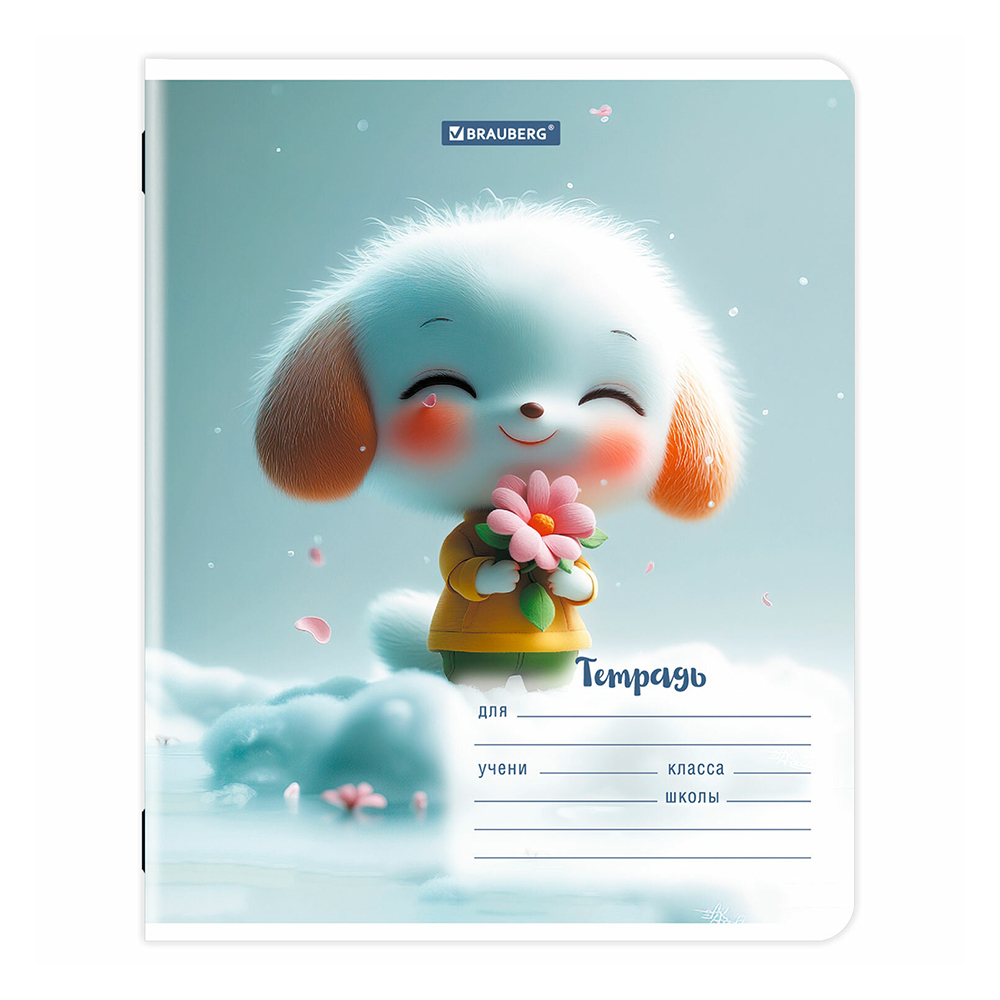 Тетрадь Brauberg 107287 12 листов, линия, Милые зверушки, 1 шт