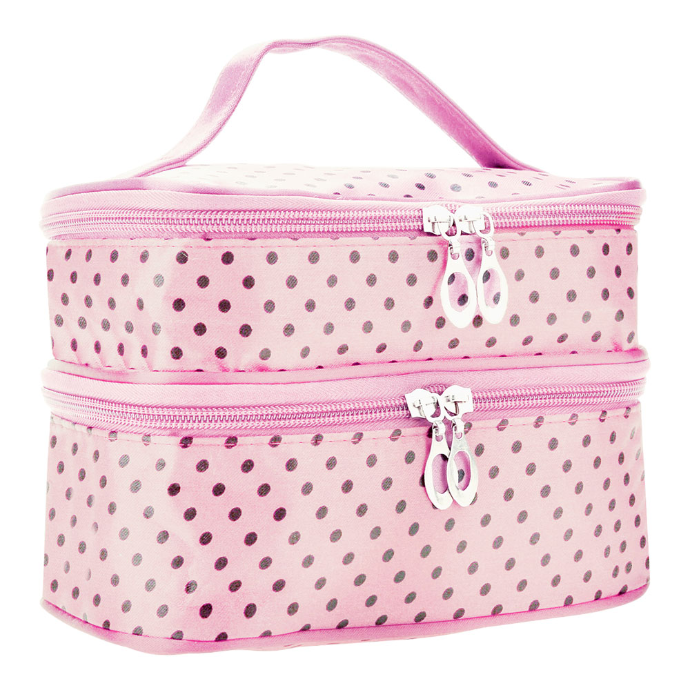 картинка Косметичка сундучок 2 яруса 20*11.5*13.5 см, атласная ткань, цвет в ассортименте 